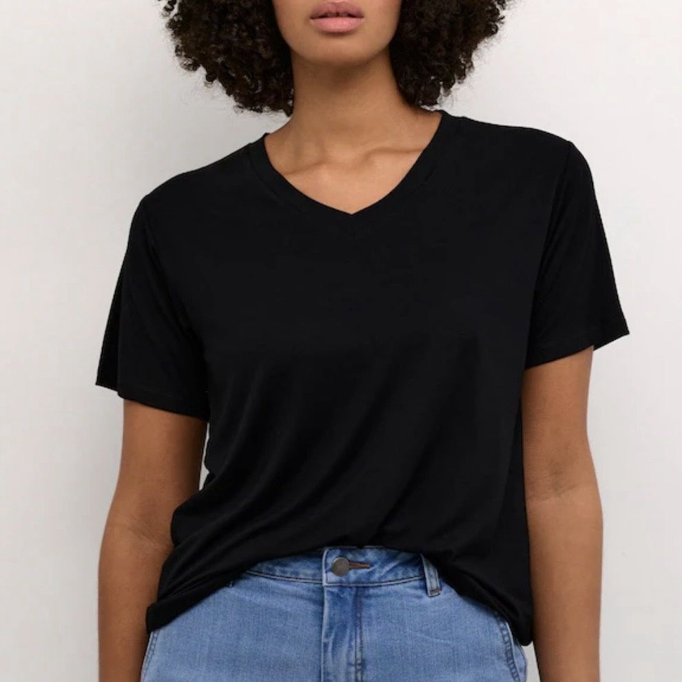 Kaffe Frida V-Neck T-Shirt Black