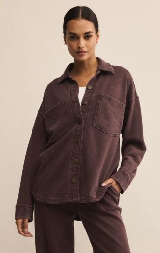 Z Supply All Day Knit Jacket Chocolate, Colour: CHOCOLATE CHERRY, Size: XS