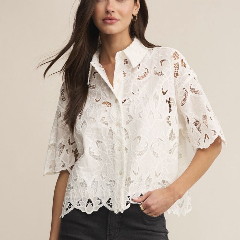 Z Supply Midnight Lace Top Cloud