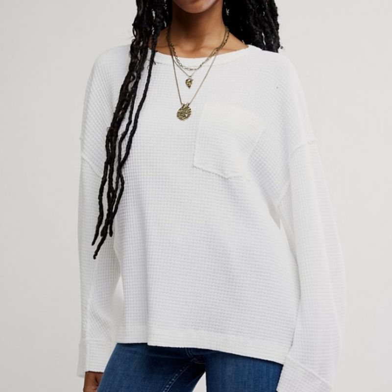 Free People Dawson Pocket Thermal Ivory