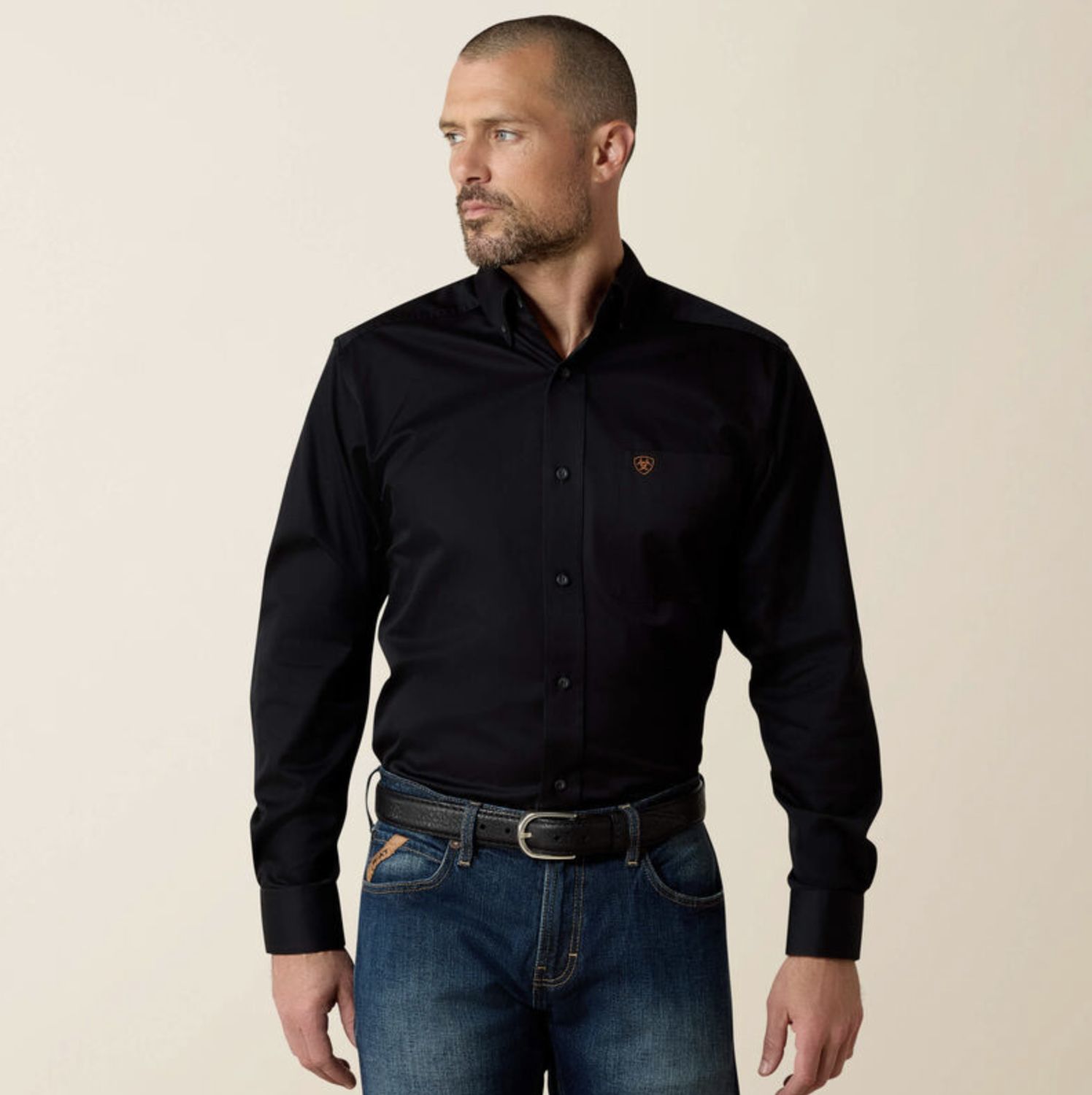 Ariat Solid Twill Fitted Shirt Black