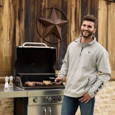 Ariat Caldwell Logo 1/4 Zip Sweater Nulla Heather