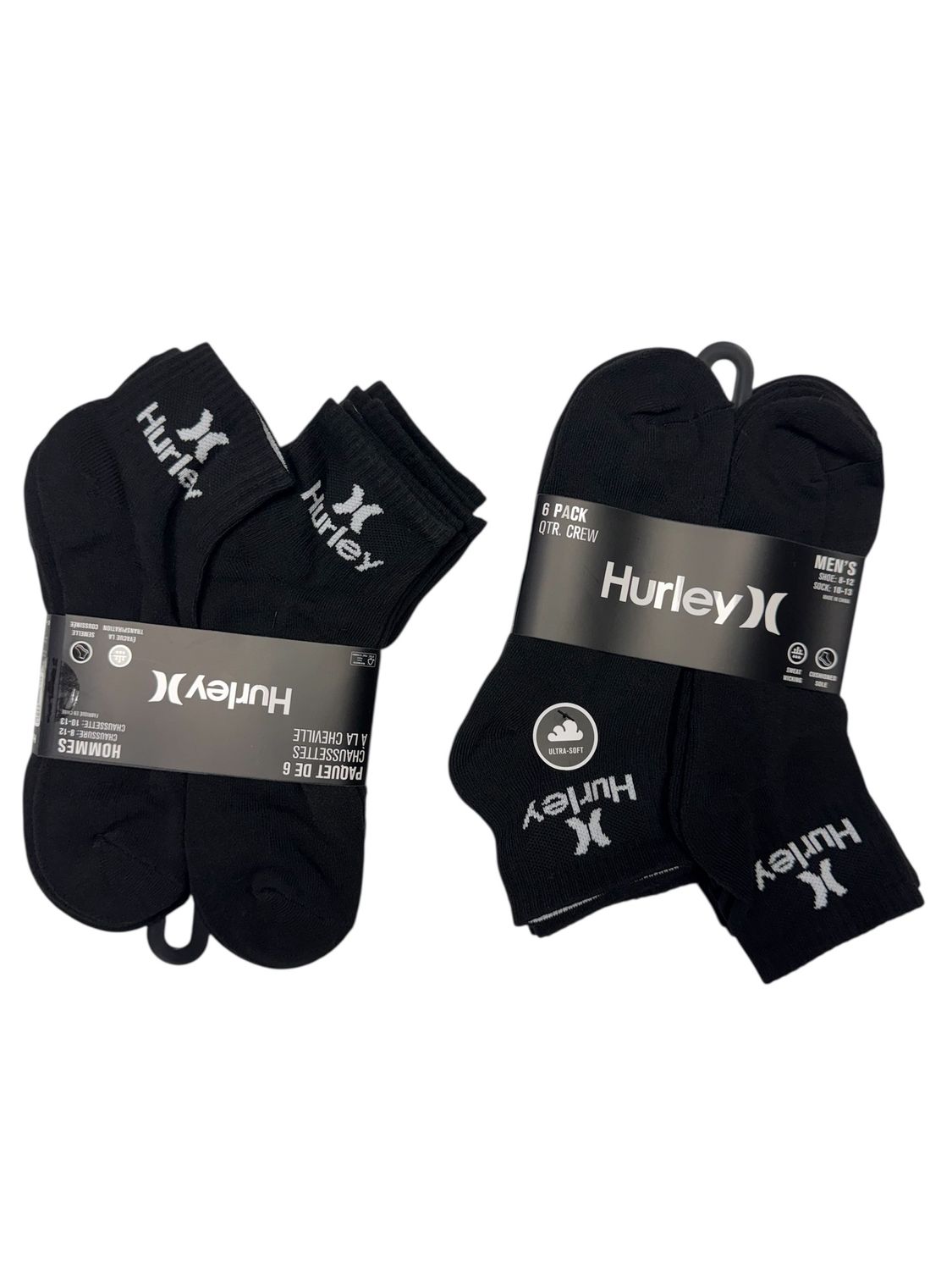 Hurley Quarter Black White  Logo Sock