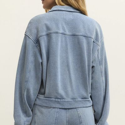 Z Supply Heritage Knit Denim Jacket Ocean Air