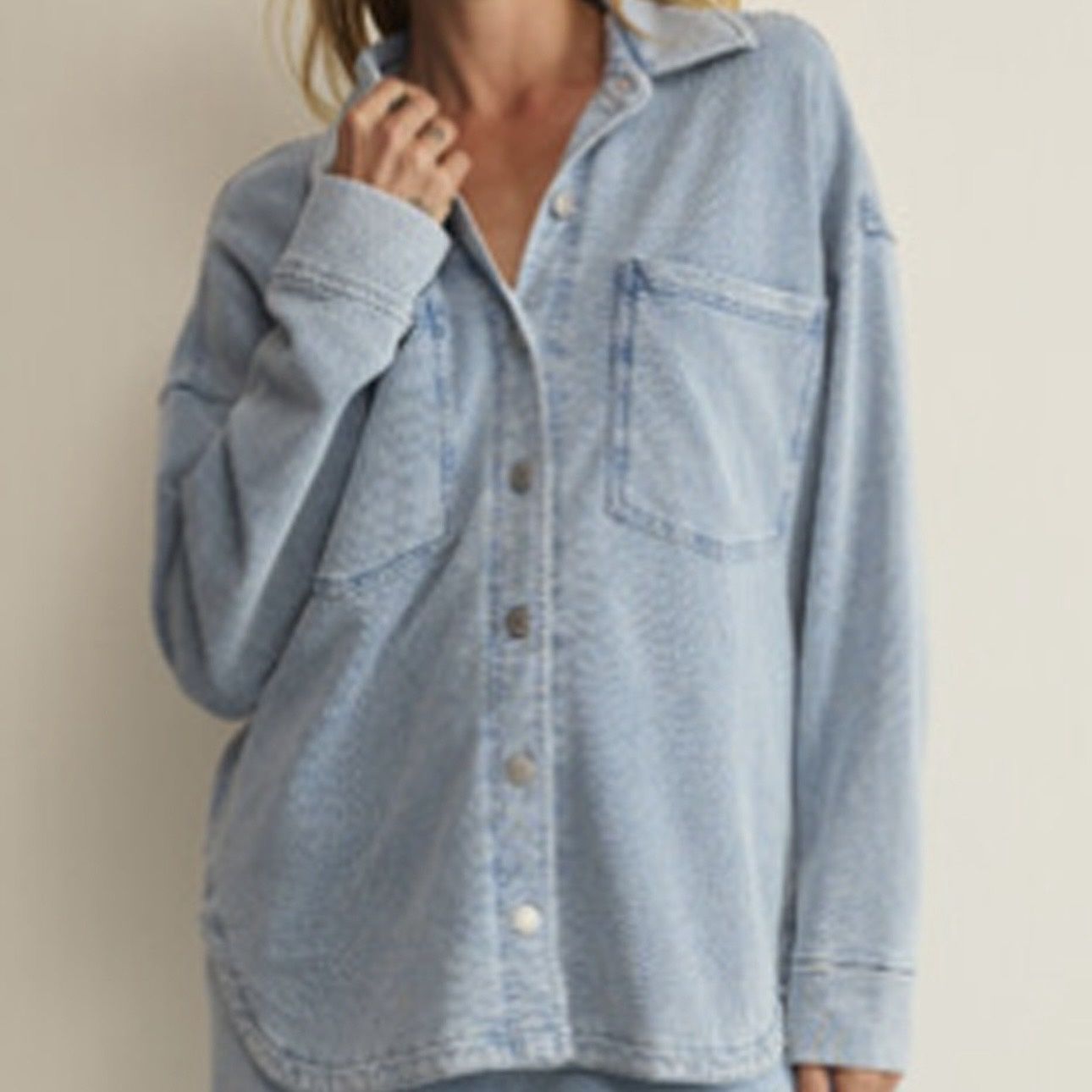 Z Supply All Day Knit Denim Jacket Ocean Air