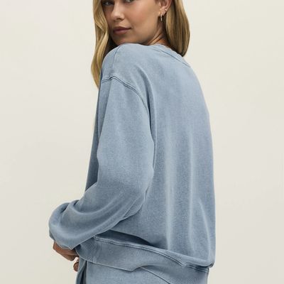 Z Supply Boyfriend Denim Sweatshirt Ocean Air