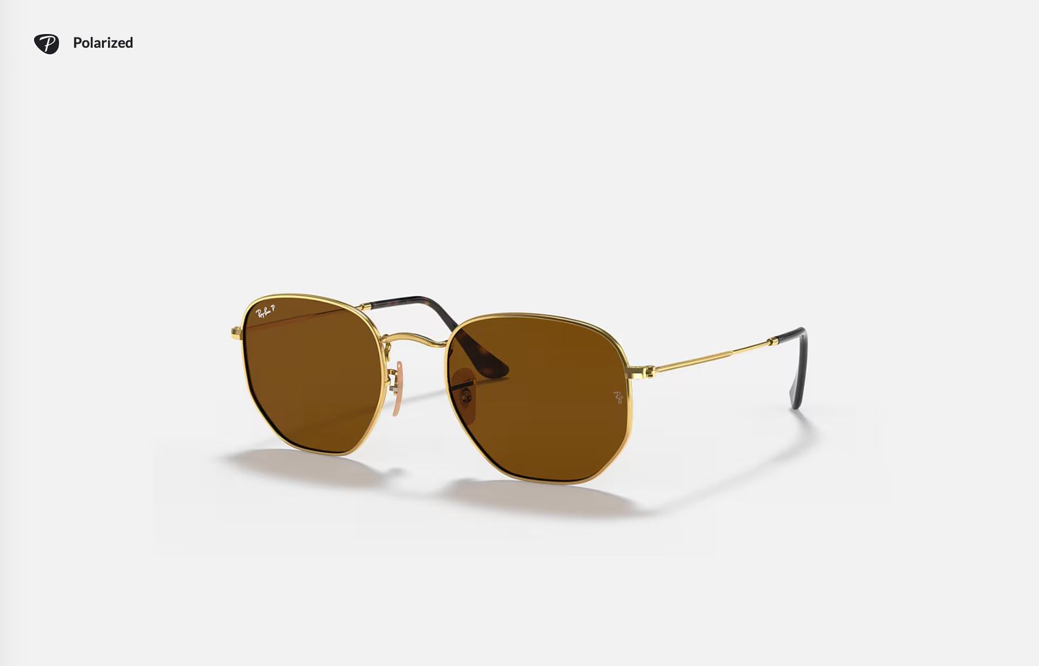Rayban Hexagonal Polished Arista Gold / Brown Polarized