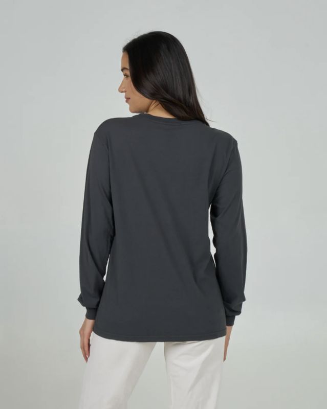 Salty Crew Heart Shark Long Sleeve Boyfriend Tee - Charcoal