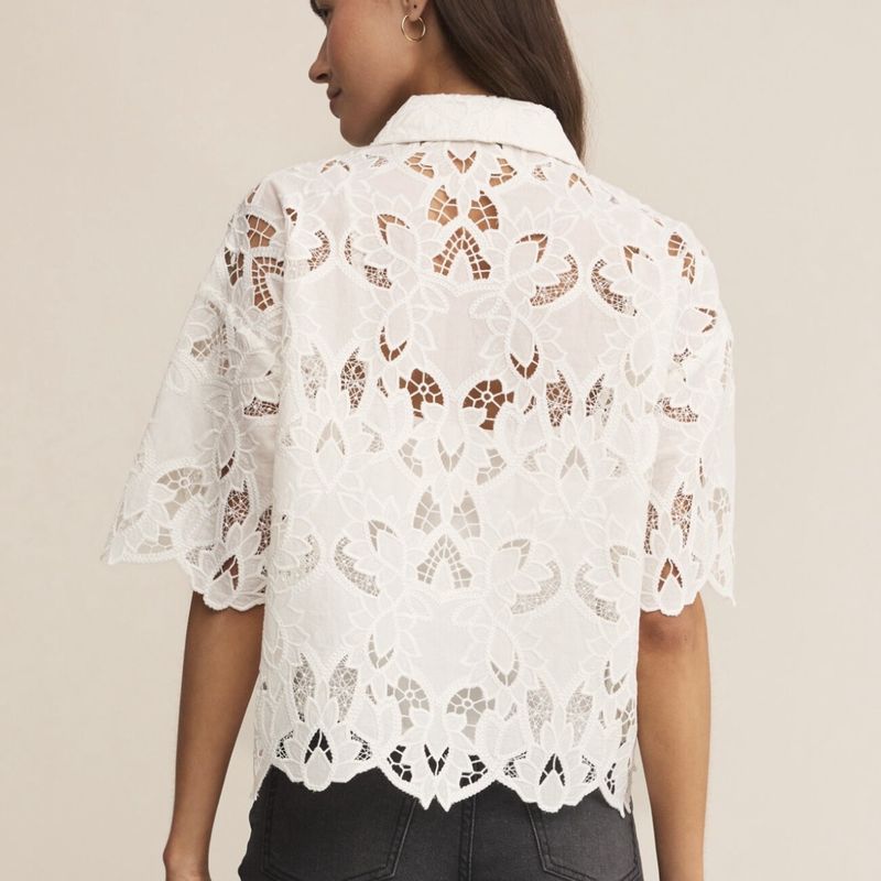 Z Supply Midnight Lace Top Cloud