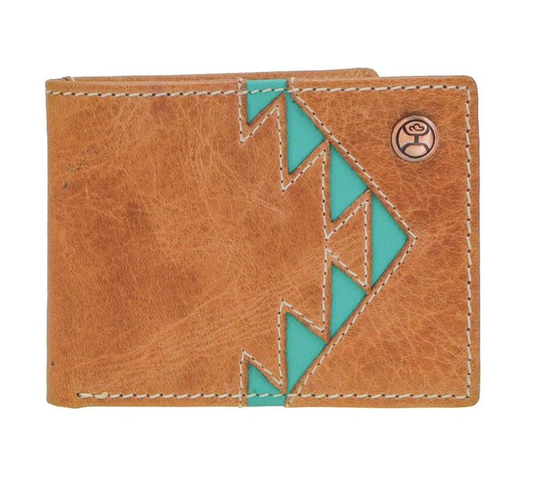 HOOEY "TONKAWA" BIFOLD TAN W/TURQUOISE AZTEC