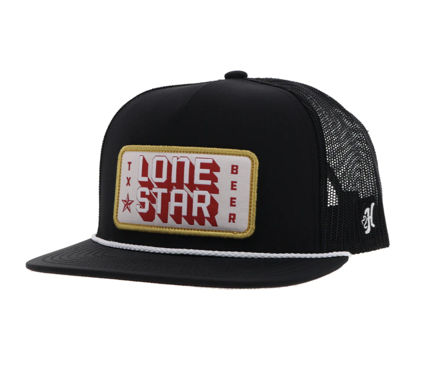 HOOEY "LONE STAR" HAT BLACK W/RED/WHITE/YELLOW PATCH