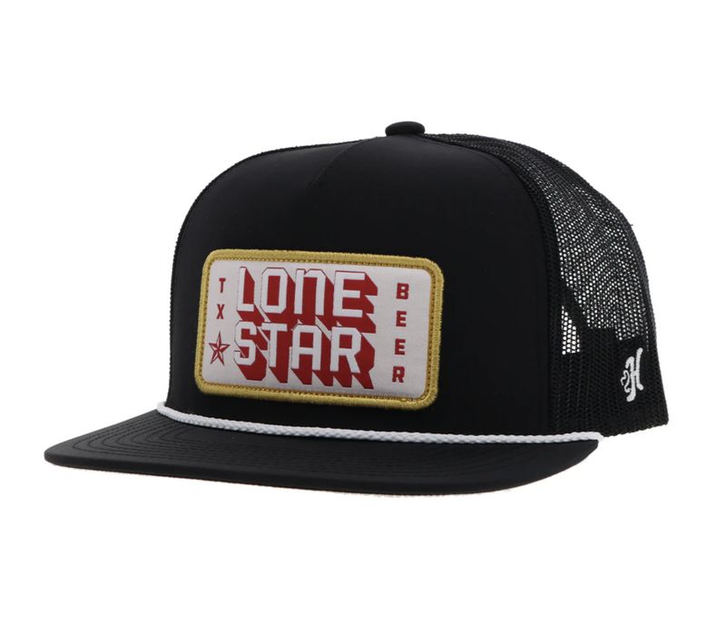 HOOEY "LONE STAR" HAT BLACK W/RED/WHITE/YELLOW PATCH