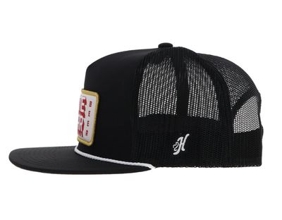 HOOEY "LONE STAR" HAT BLACK W/RED/WHITE/YELLOW PATCH