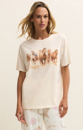 Z Supply HOWDY HORSES BOYFRIEND TEE, Size: XS