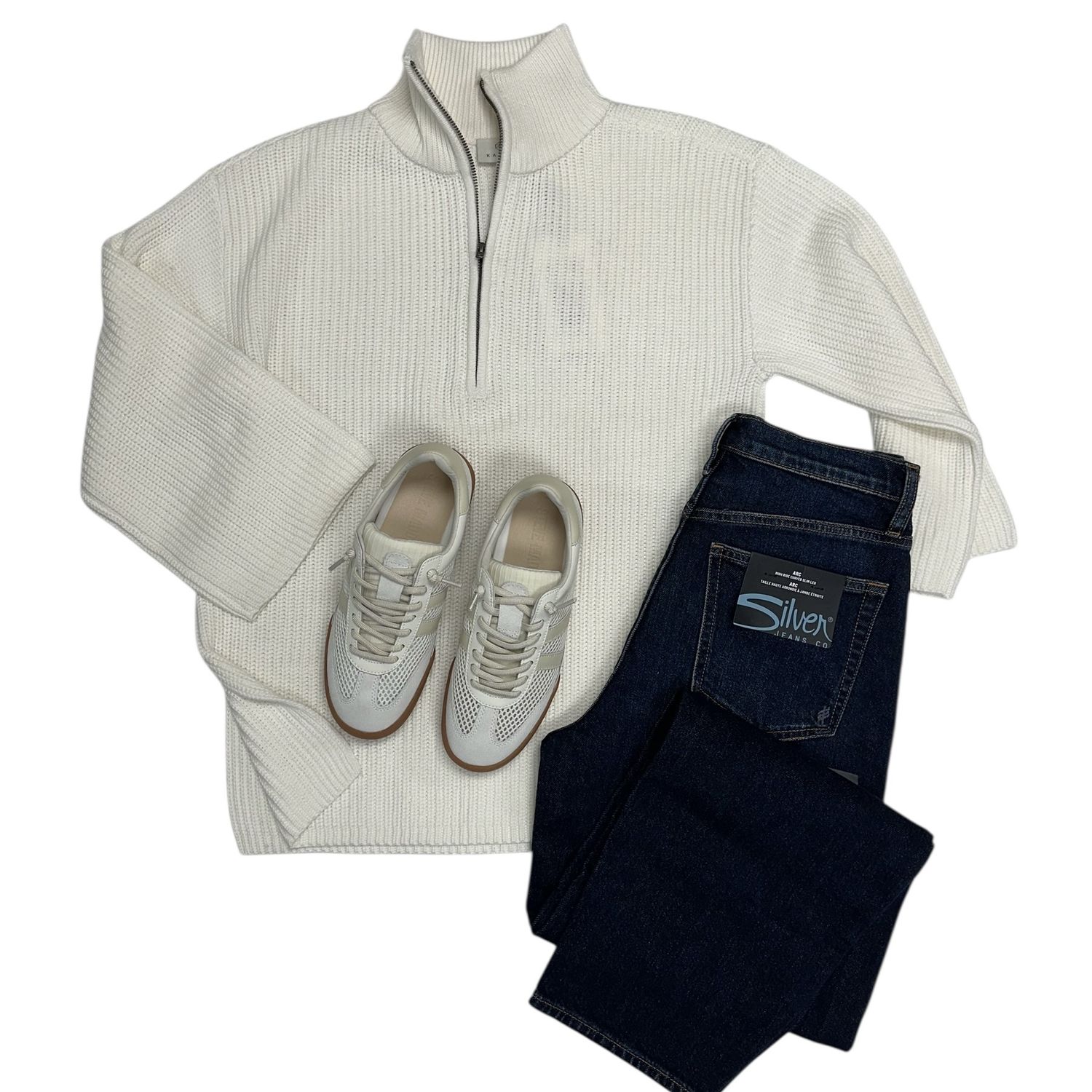 Kaffe Pietra Knit Halfzip Pullover Chalk