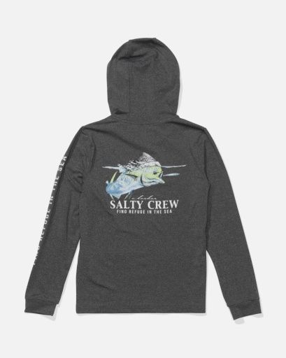 Salty Crew SURFACE BOYS HOOD SUNSHIRT char, Colour: CHARCOAL HEATHER, Size: S