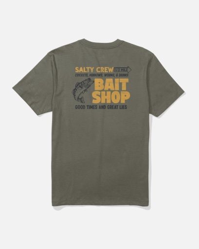 Salty Crew BAIT SHOP SS TEE Dusty Olive, Colour: DUSTY OLIVE, Size: S