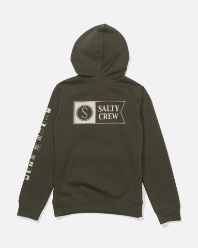 Salty Crew ALPHA CLR BLCK BOYS FLEECE, Colour: OLIVE STONE, Size: S