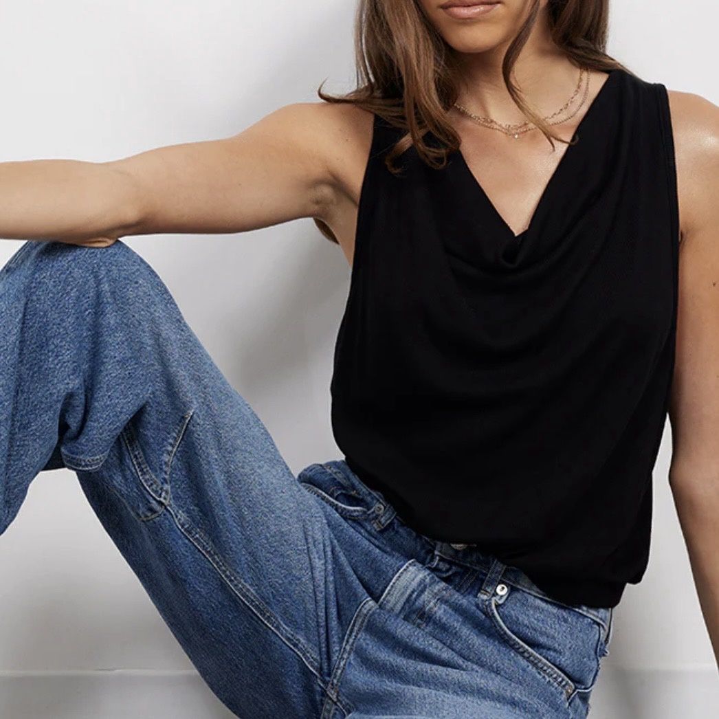 Bobi Cowl Neck Top Black