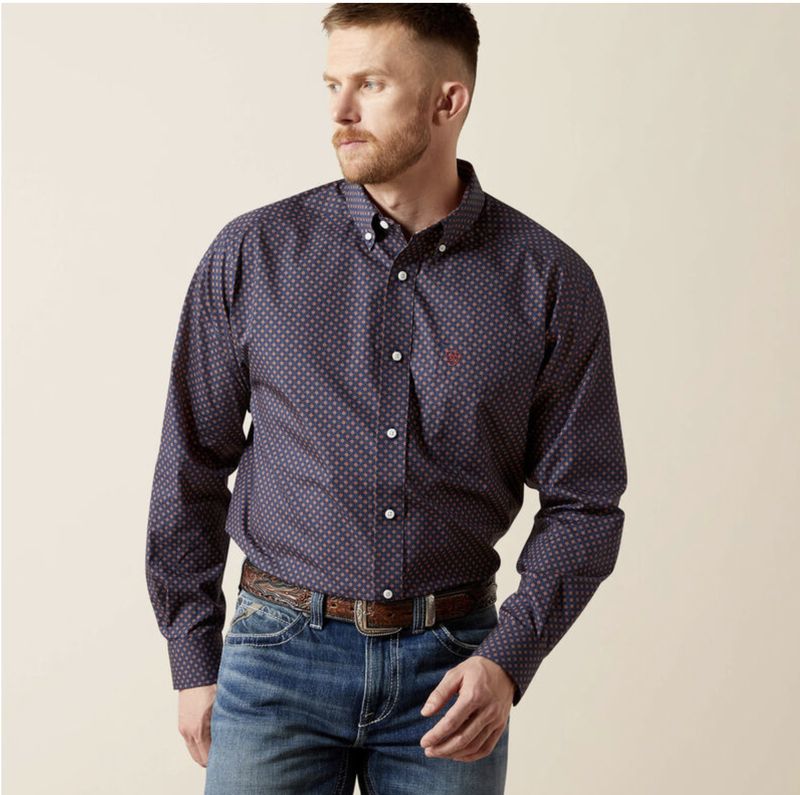 Ariat Wrinkle Free Briggs Classic Fit Shirt Navy