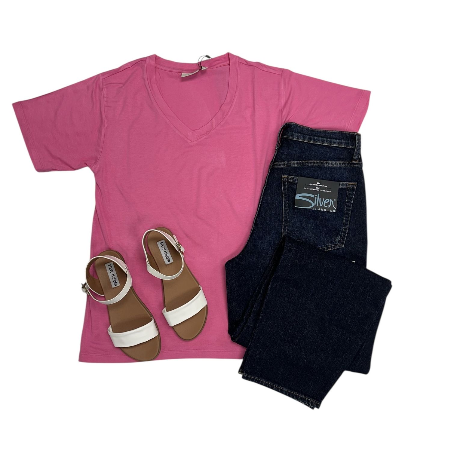Kaffe Frida V-Neck Tee Pink