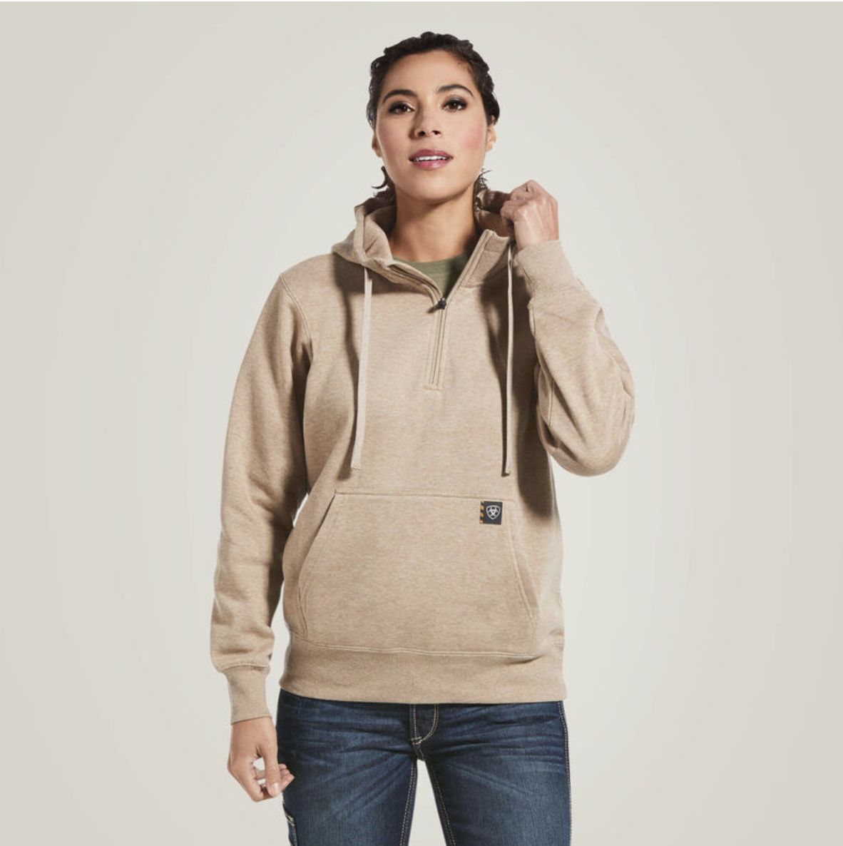 Ariat Rebar Skill Set 1/2 Zip Hoodie Dark Oatmeal Heather