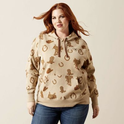 Ariat Logo 2.0 Printed Hoodie SAVANNAH TAN HEATHER