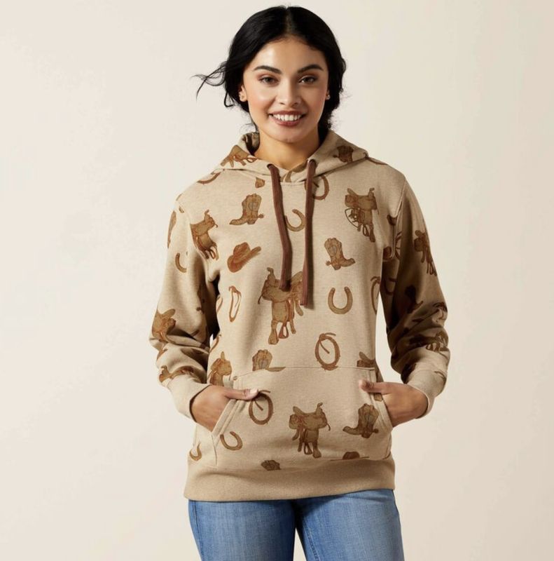 Ariat Logo 2.0 Printed Hoodie SAVANNAH TAN HEATHER