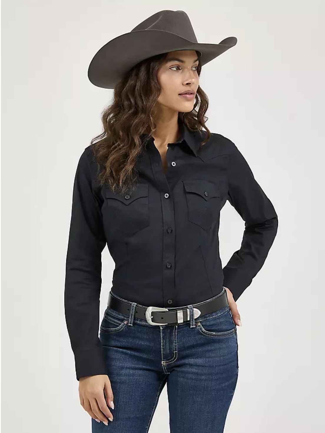 WRANGLER WESTERN BUTTON DOWN SHIRT Black