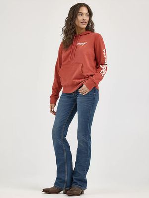 WRANGLER RETRO® LOGO ARM PULLOVER HOODIE Rust