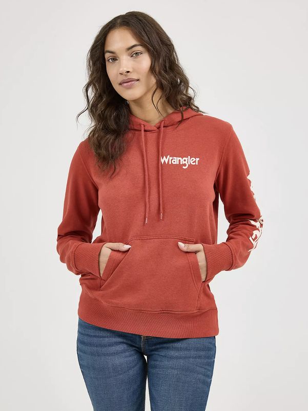 WRANGLER RETRO® LOGO ARM PULLOVER HOODIE Rust