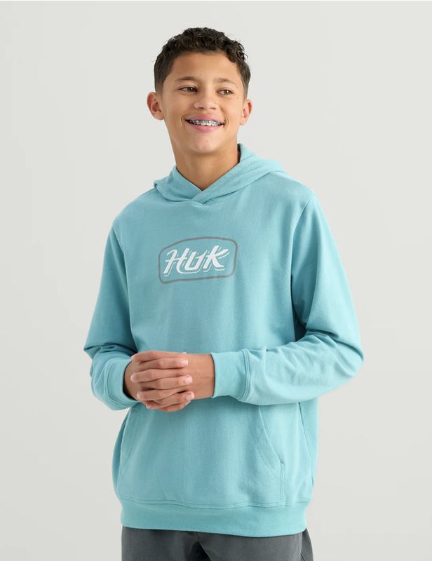 HUK KIDS EDISTO SCRIPT TERRY HOODIE Marine Blue