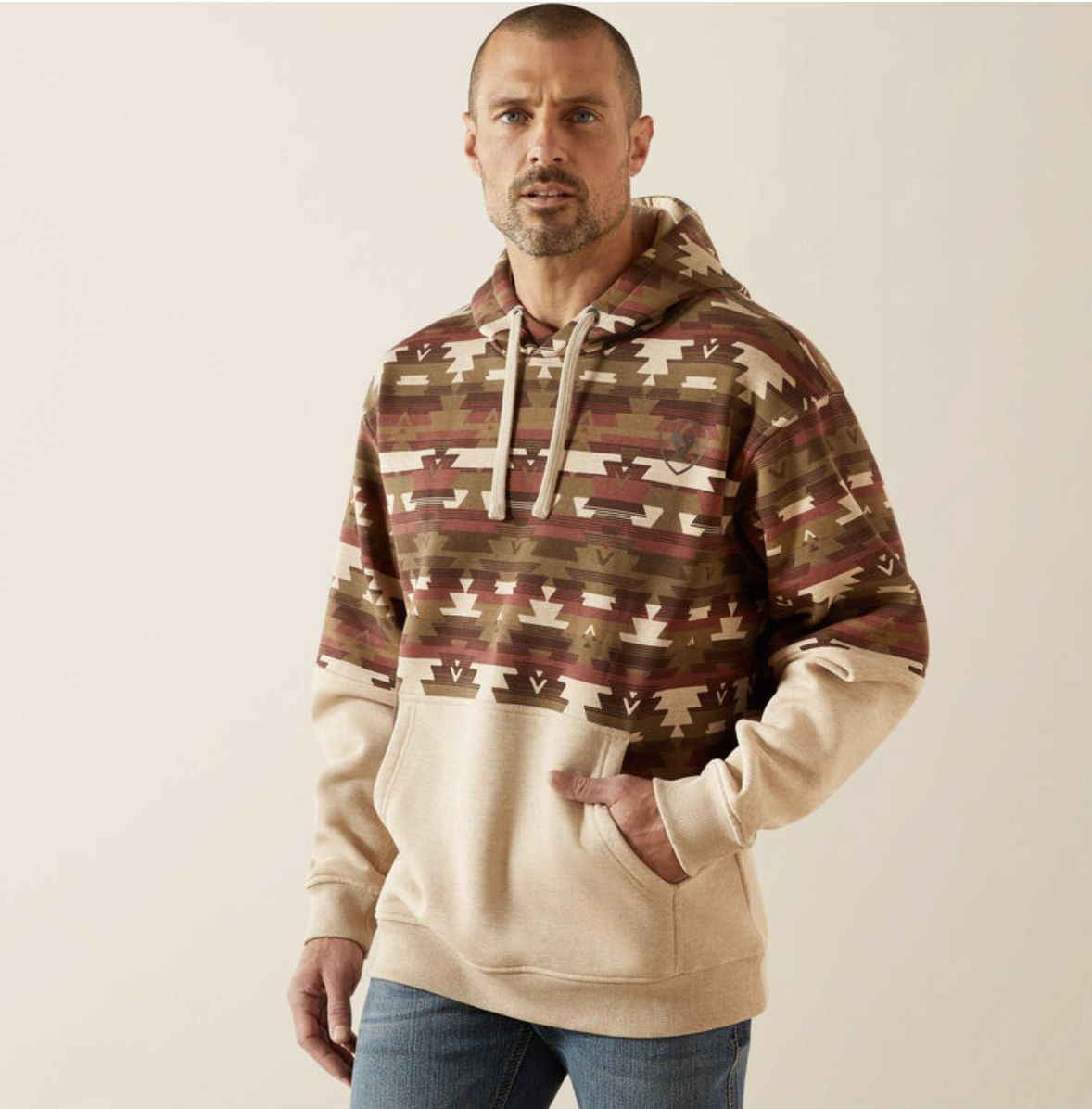 Ariat Color Block Hoodie Oatmeal Southwest