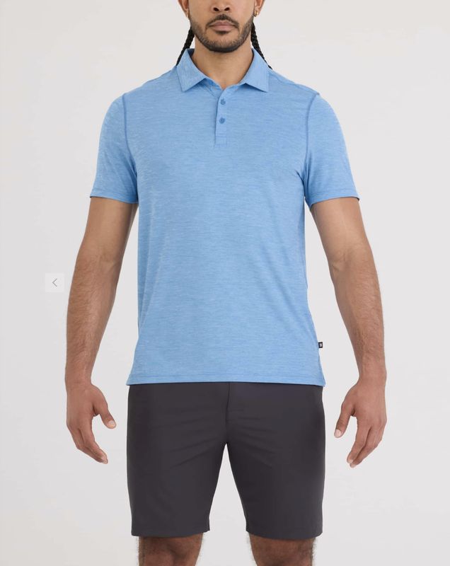 SAXX DropTemp® All Day Cooling UPF Performance Polo Tranquil Blue Heather