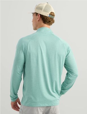 HUK AIRWEIGHT HEATHER 1/4 ZIP Marine Blue Heather
