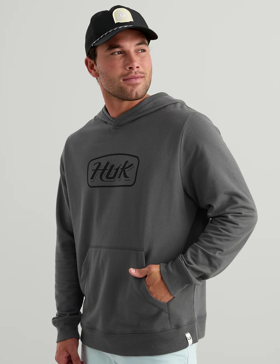 HUK EDISTO SCRIPT TERRY HOODIE Dark Showdown