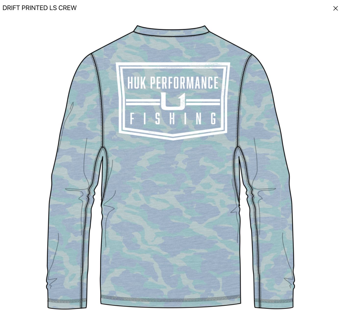 HUK Drift Printed LS Crew Heron Blue 395