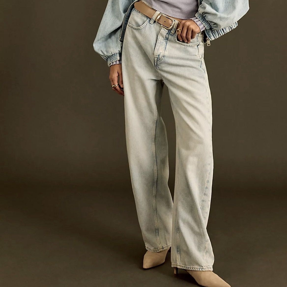 Free People Truro Baggy Puddle Jean in Beach Please