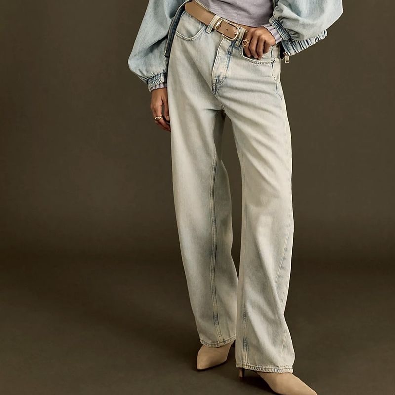 Free People Truro Baggy Puddle Jean in Beach Please