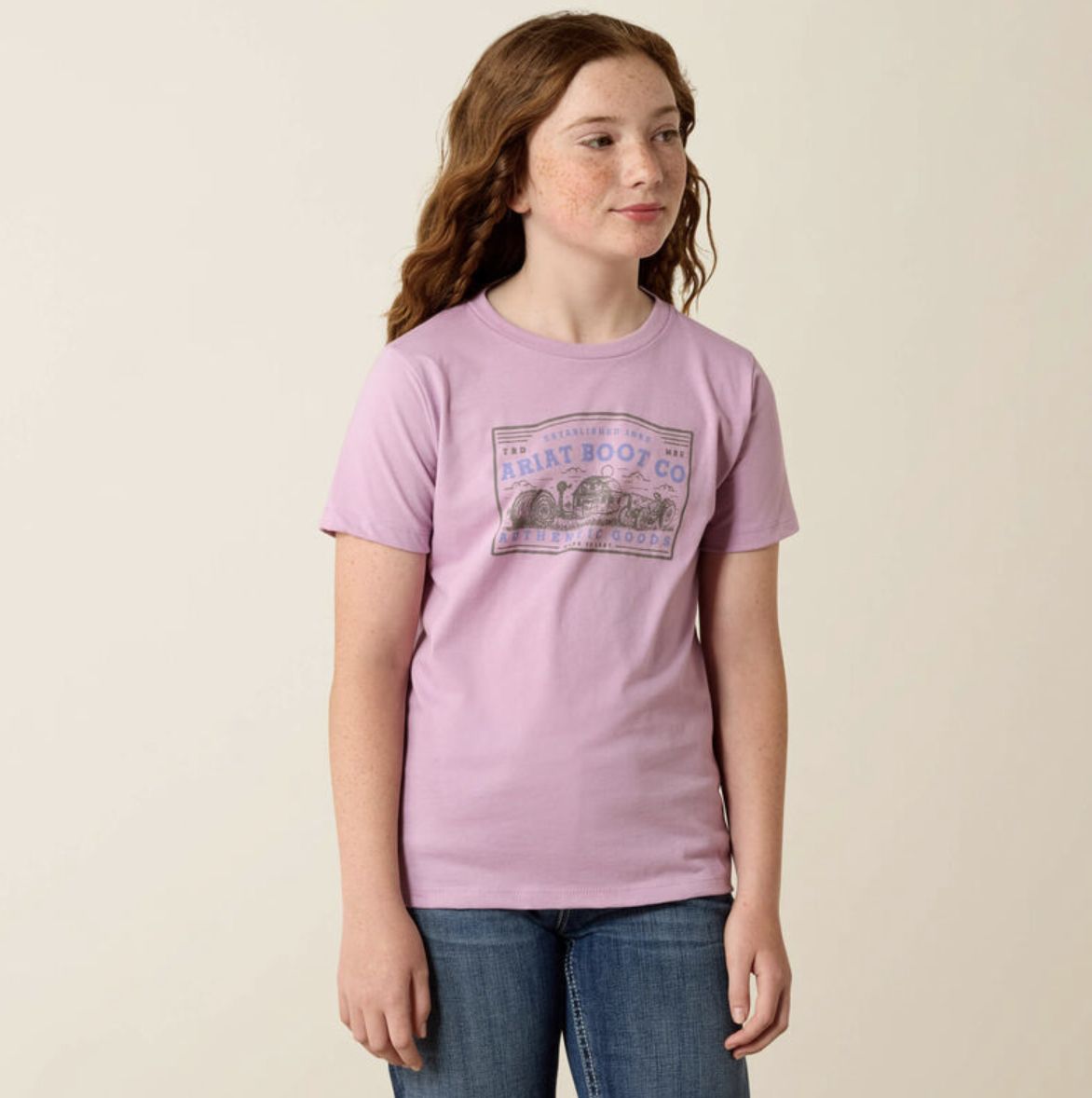 Ariat Girls Farm Patch T-Shirt  LAVENDER