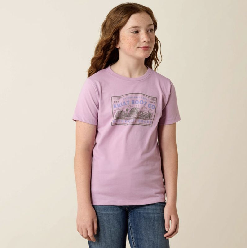 Ariat Girls Farm Patch T-Shirt  LAVENDER