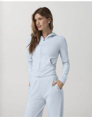 Vuori Halo Mini Full Zip Hoodie Soft Sky Heather