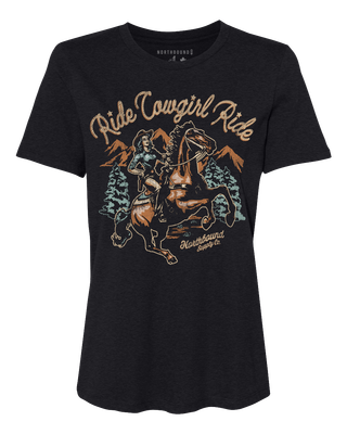 Northbound RIDE COWGIRL RIDE T-SHIRT Black Heather