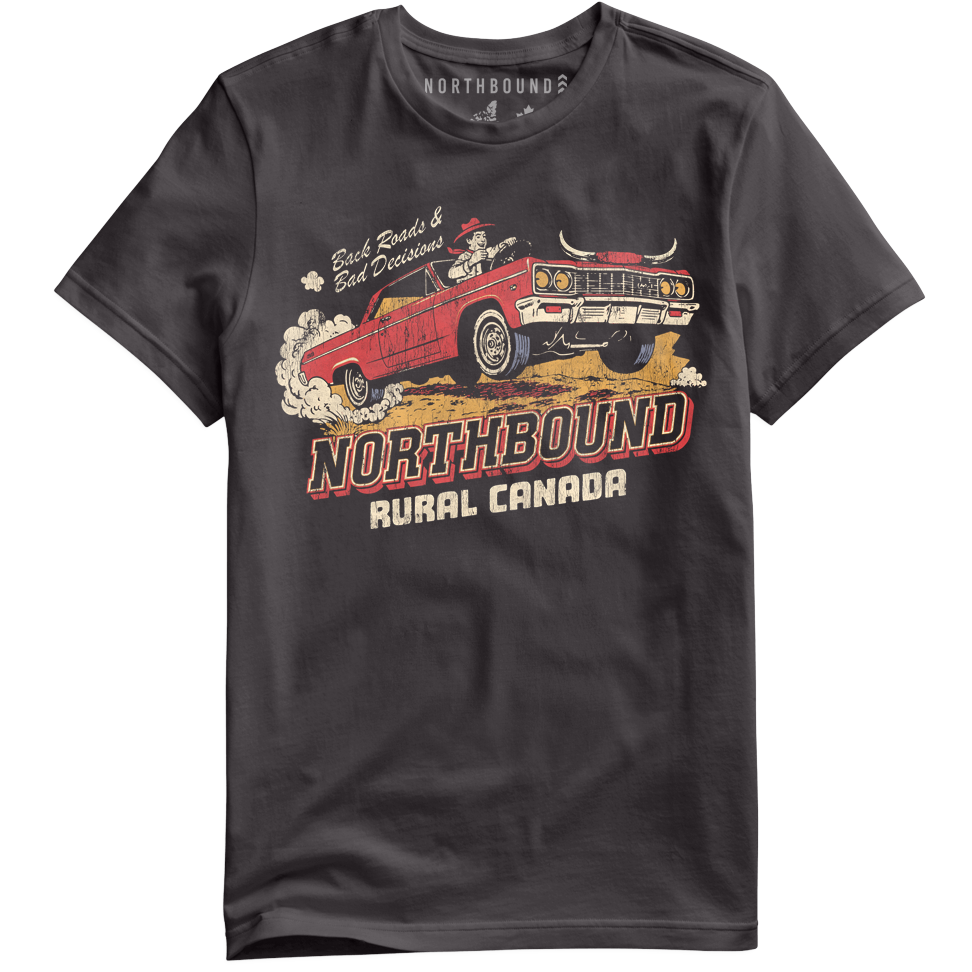 Northbound BACK ROADS &amp; BAD DECISIONS T-SHIRT Chr