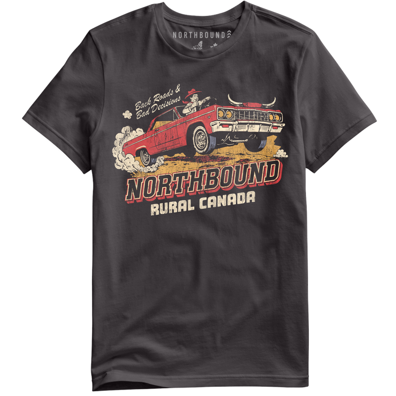 Northbound BACK ROADS &amp; BAD DECISIONS T-SHIRT Chr