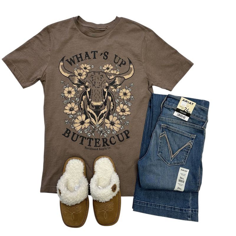 Northbound WHAT'S UP BUTTERCUP T-SHIRT Brown heather
