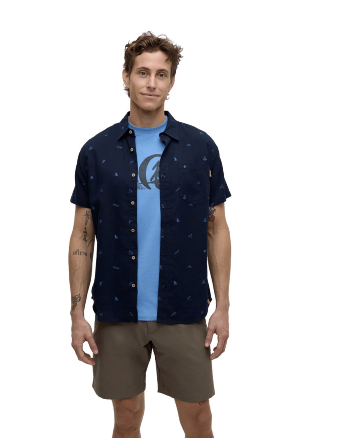 Tentree Lake Life Mancos Shirt Midnight Blue