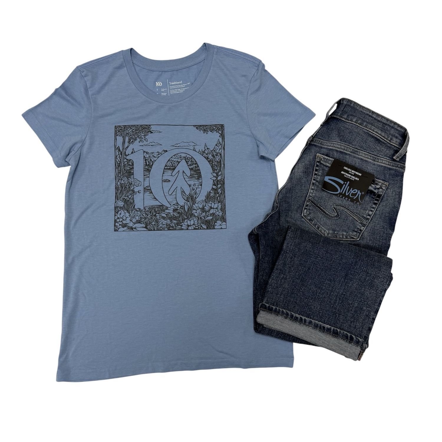 Tentree Lake Life Logo Tee Blue