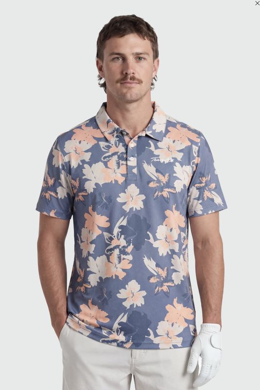 TEAMLTD Par Tee Polo Blue Hibiscus