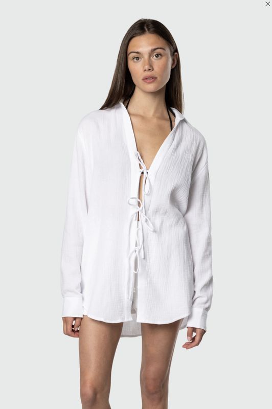 TEAMLTD Breeze Tie Front Longsleeve White